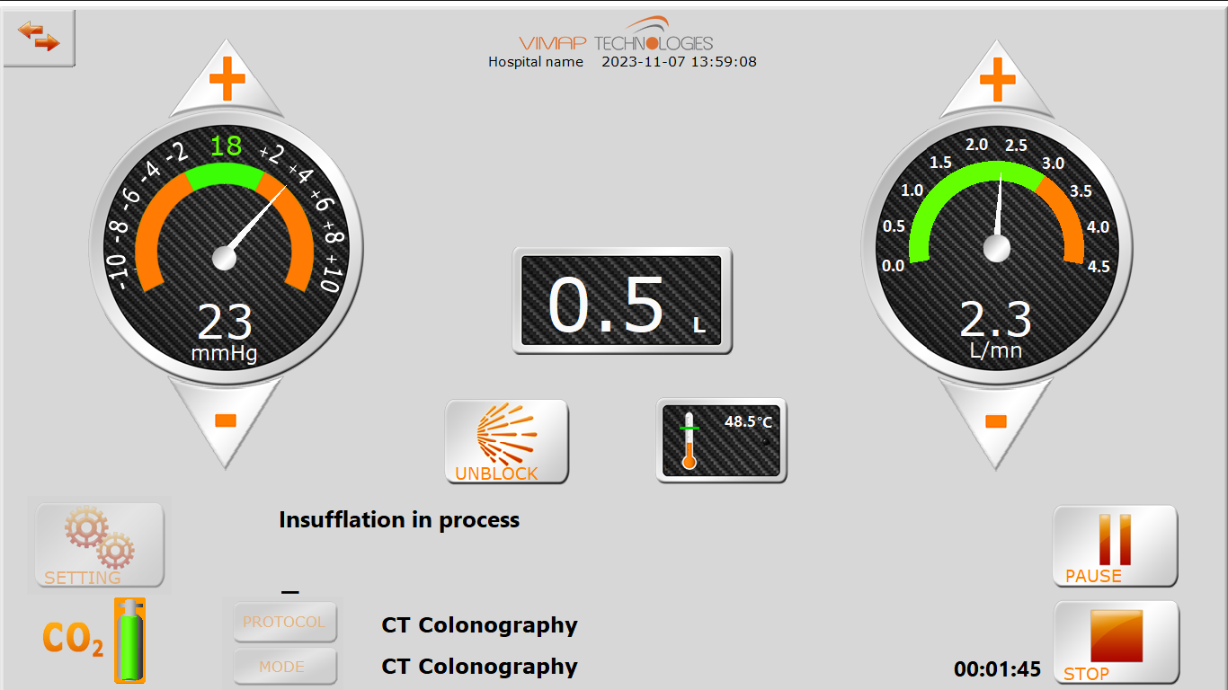 Insufflatore di co2, colonografia CTC CT, riduzione dell'intussuscezione, colonscopia virtuale, insufflazione del colon con co2
